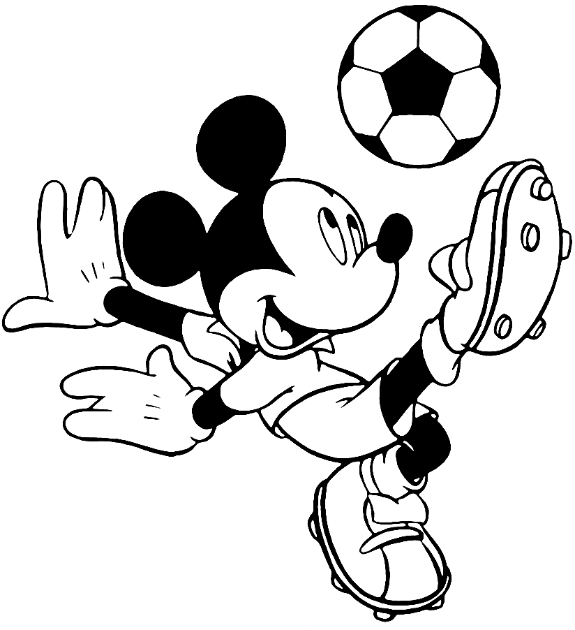 Mickey Playing Soccer Coloring Page