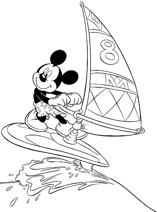 Mickey Sailing Coloring Page