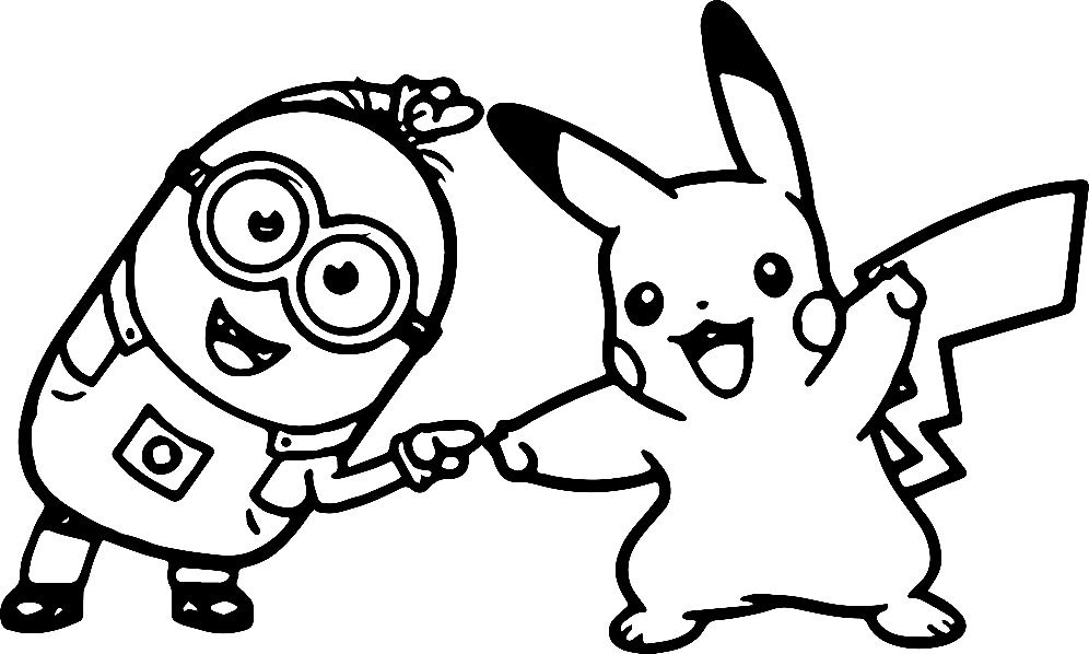 Minion Kevin Golf danst met Pikachu van Pokemon-personages