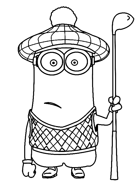 Minion Playing Golf Coloring Page