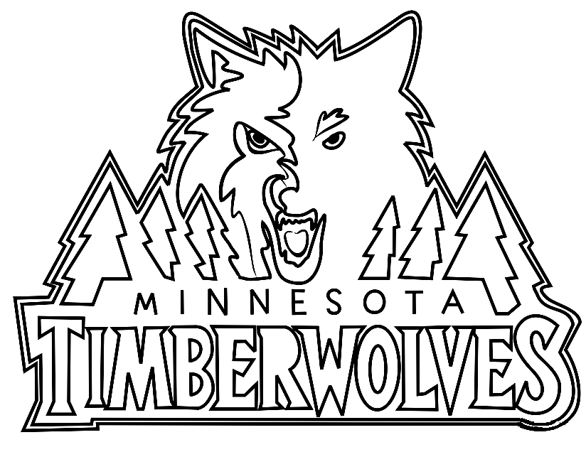 Pagina da colorare del logo dei Minnesota Timberwolves