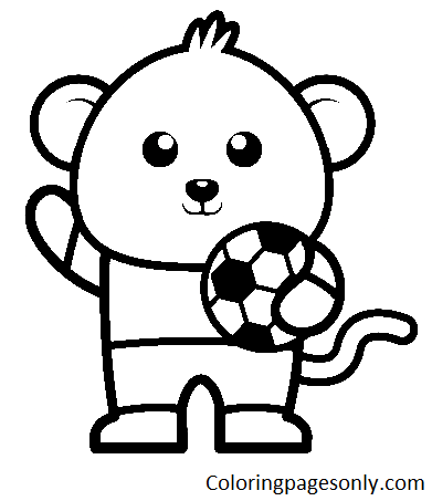 Coloriage de singe jouant au football