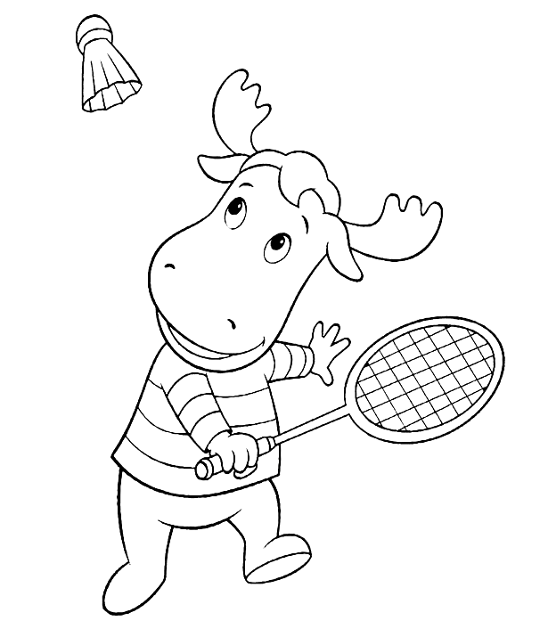 Pagina da colorare di alci che giocano a badminton