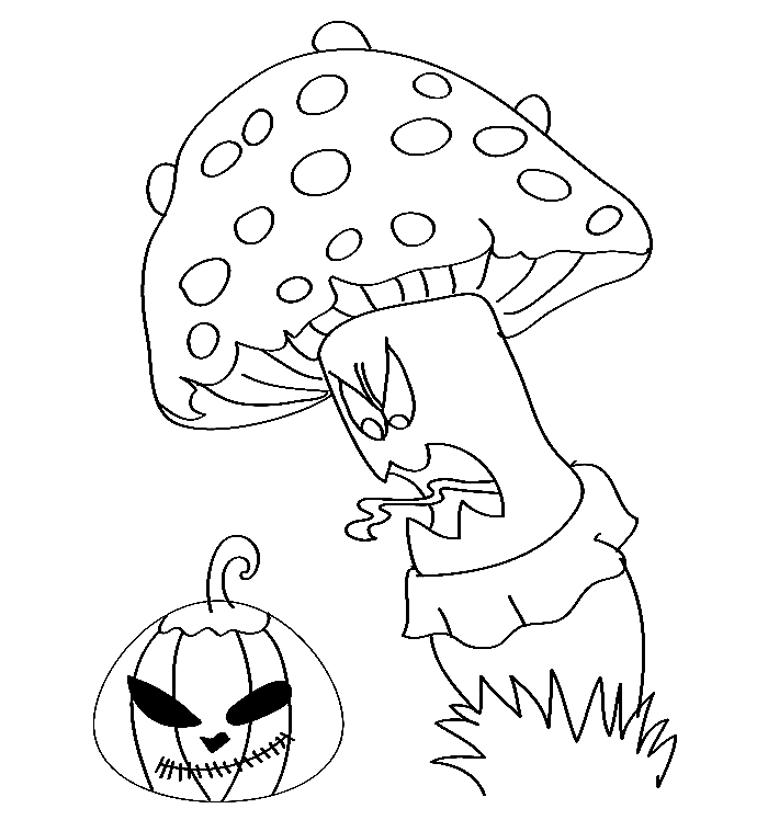 Mushroom Scolding Pumpkin Coloring Pages