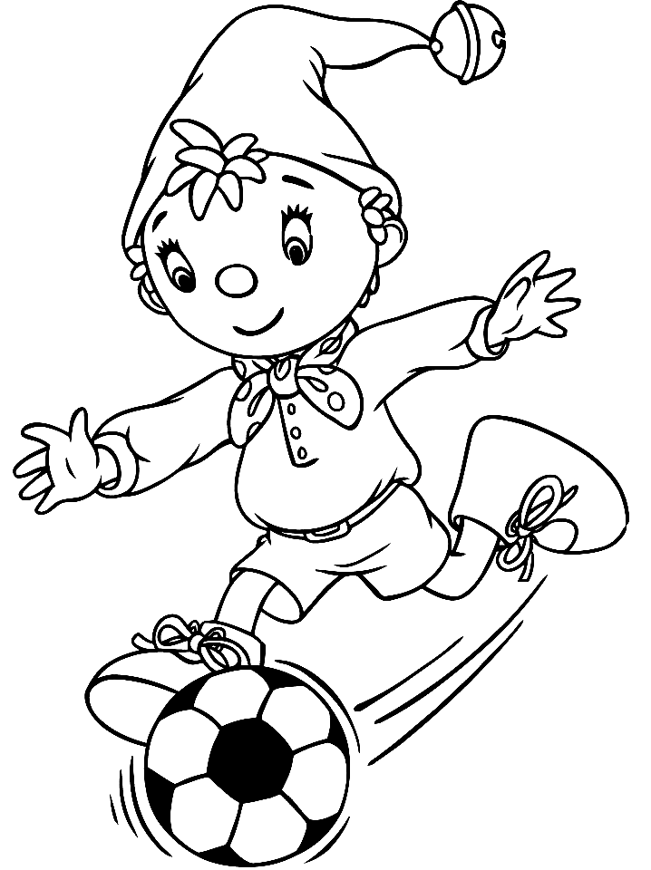 Noddy Playing Soccer Coloring Page