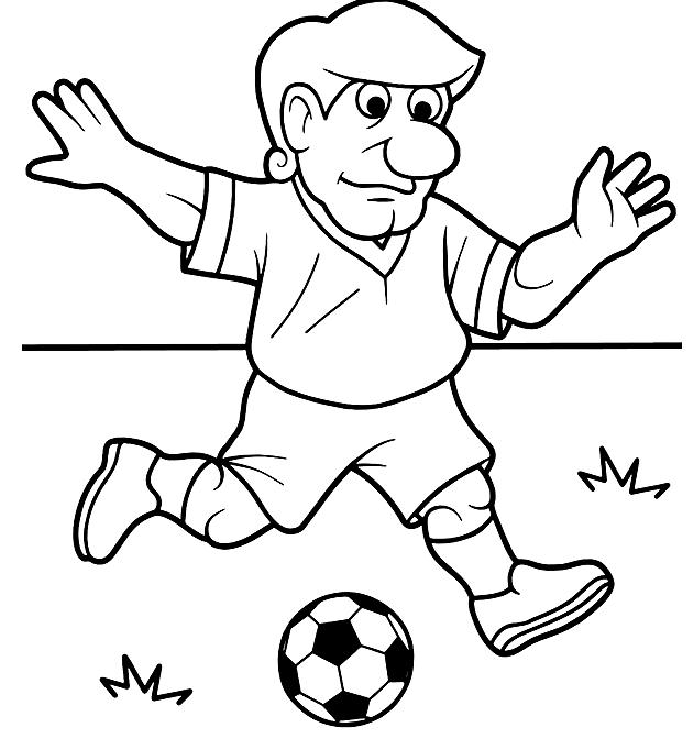 Oldboy Soccer Player Coloring Page