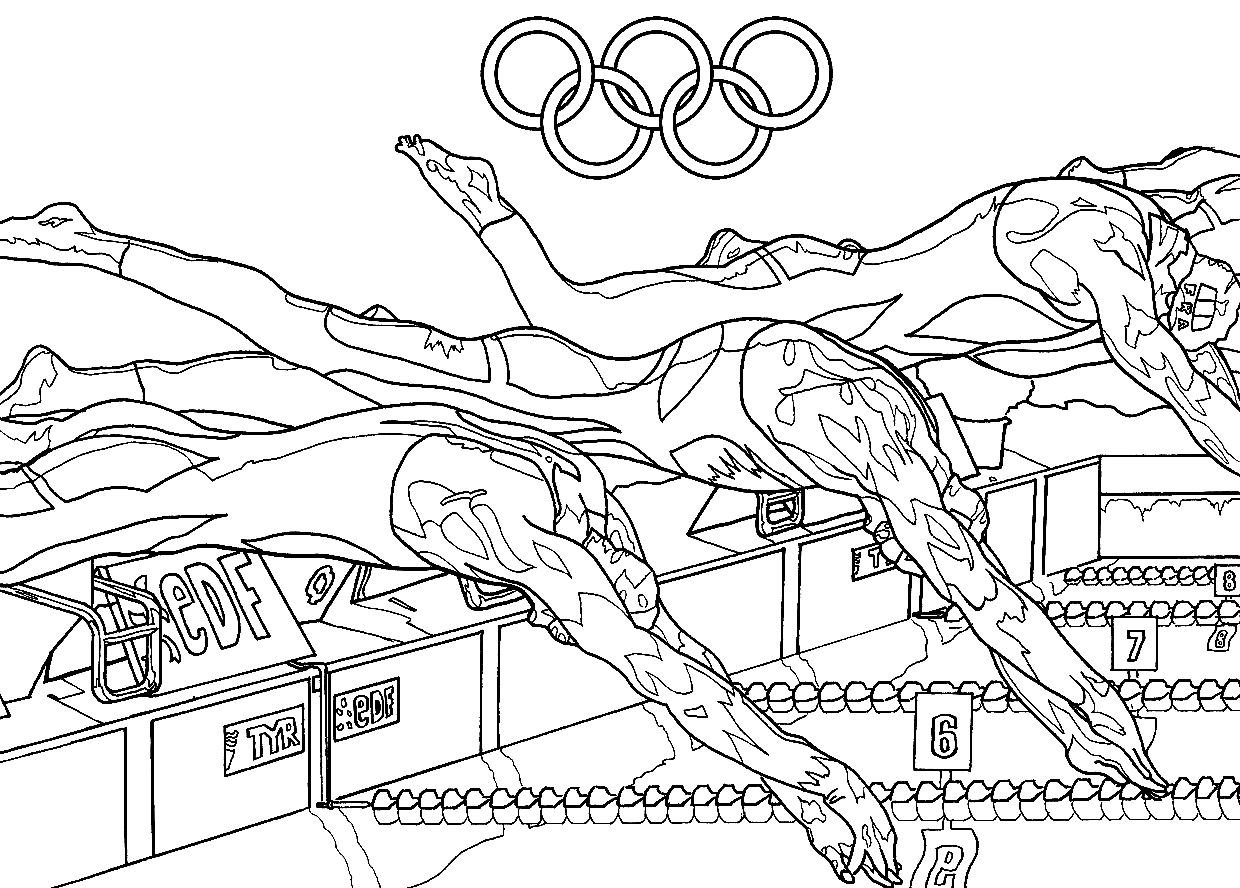 Página para colorir de natação olímpica