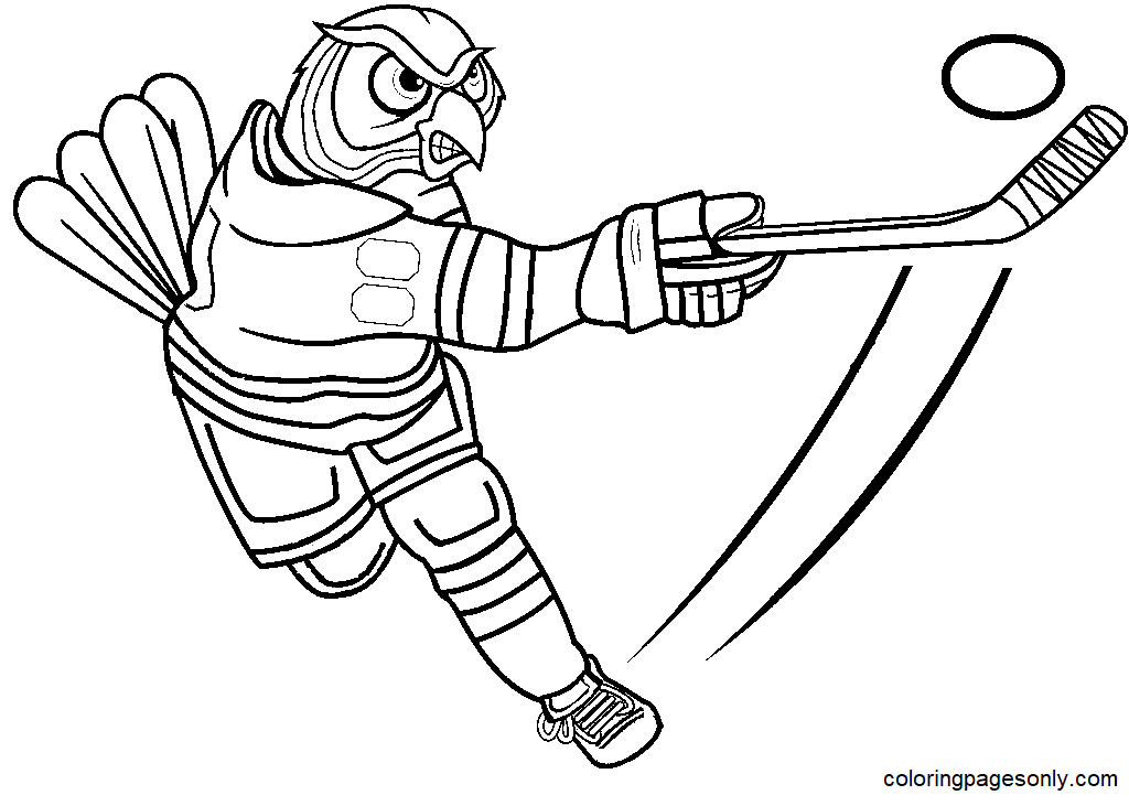Owl Playing Field Hockey Coloring Page