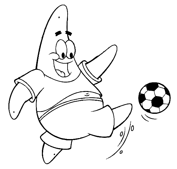 Patrick Star jogando futebol de futebol