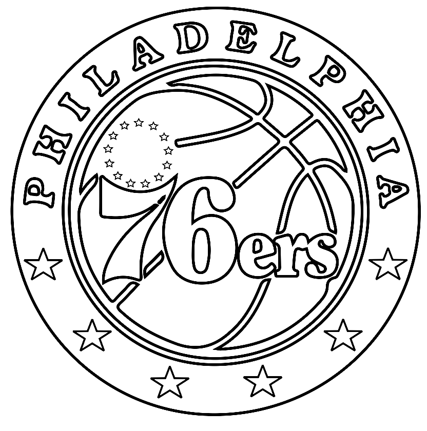 Pagina da colorare del logo di Philadelphia 76ers
