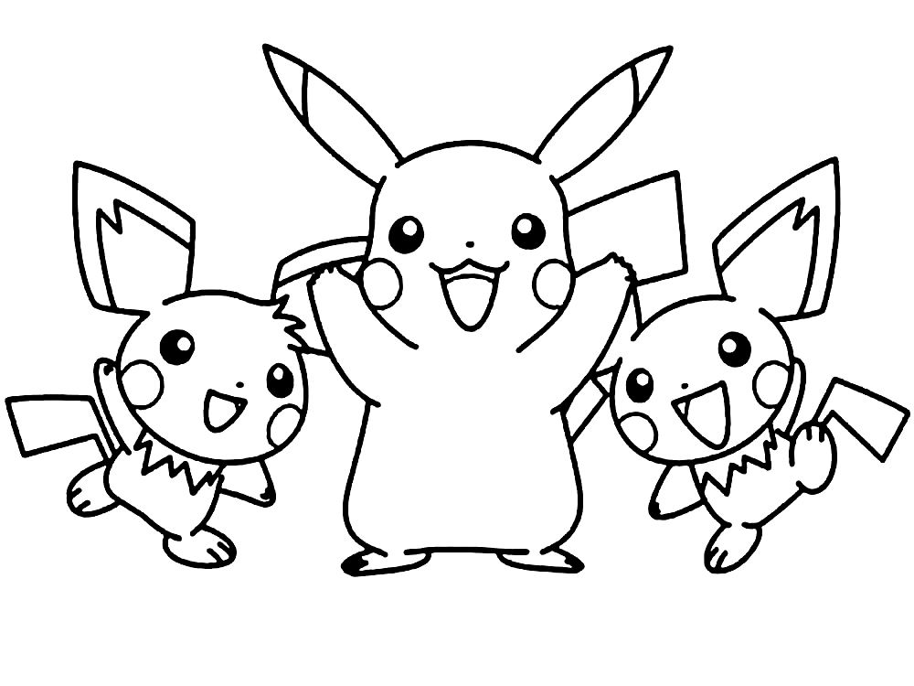 Pichu and Pikachu Coloring Page