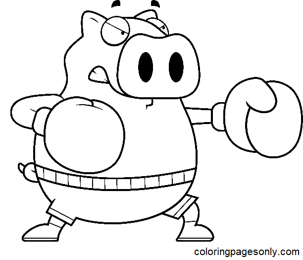 Pig Boxing Coloring Page