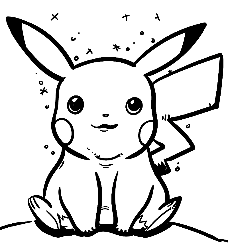 Pikachu Sitting Coloring Page