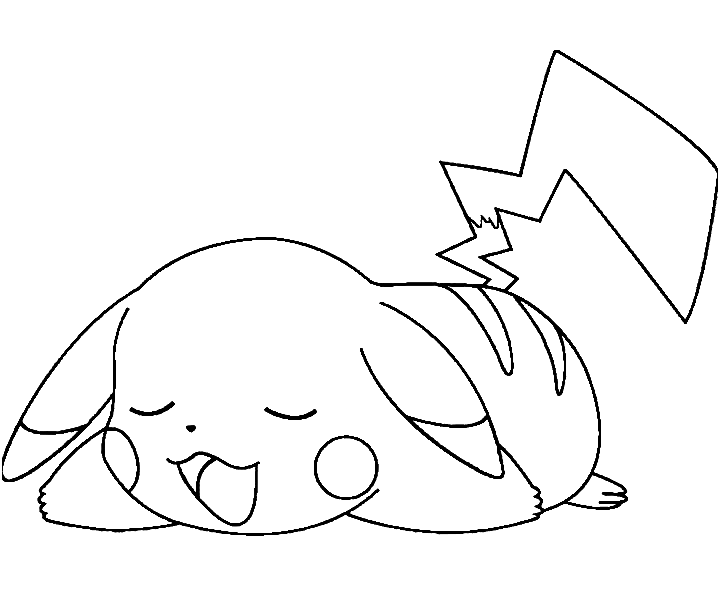 Pikachu Sleeping Coloring Pages