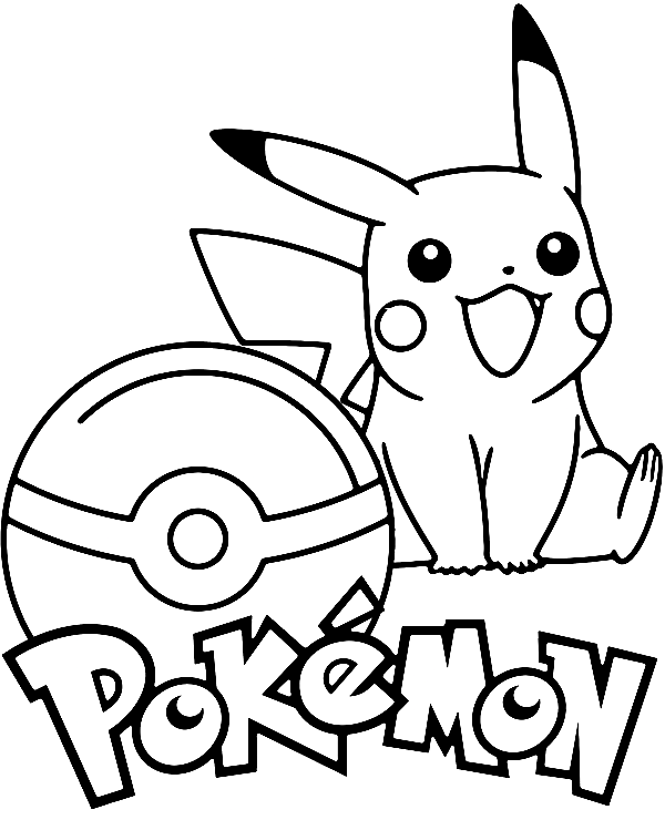 Pikachu and Pokeball Coloring Pages