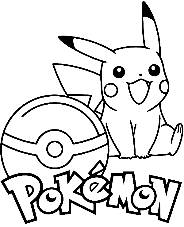 Logotipo de Pokémon e Pokébola para colorir