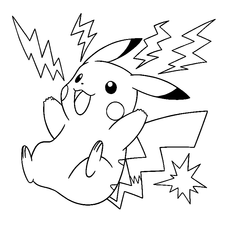 Pikachu with Lightning Coloring Page