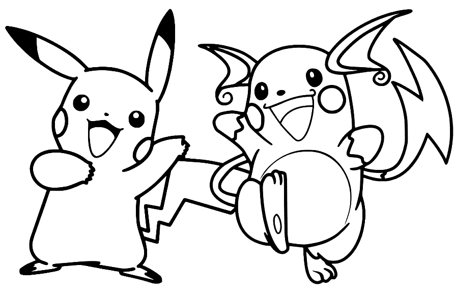 Pikachu with Raichu Coloring Pages