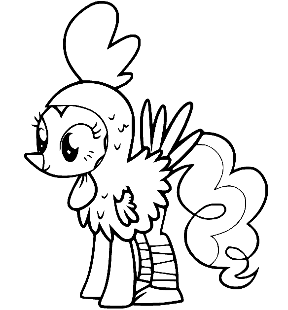 Pinkie Pie Dresses As a Rooster Coloring Page