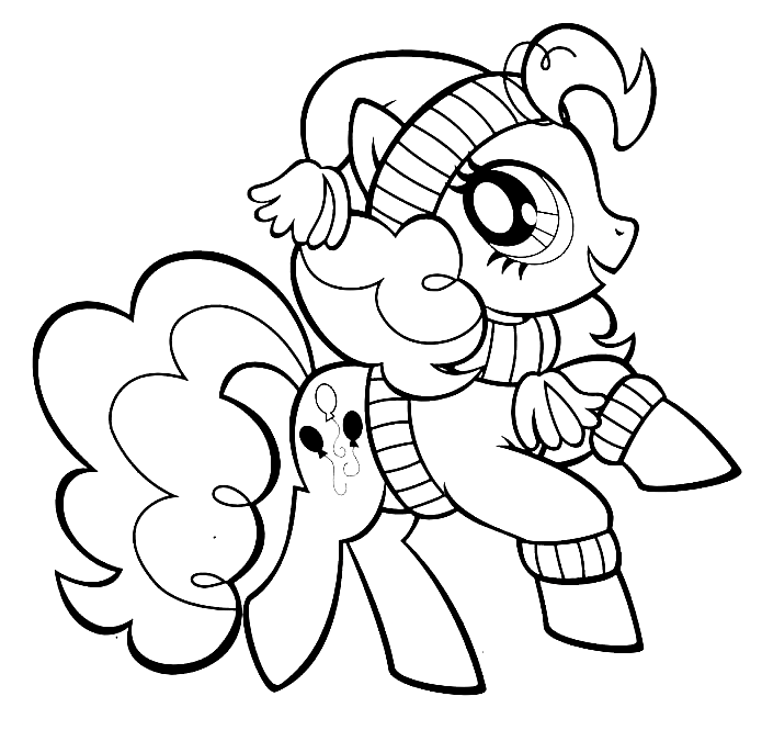 Pinkie Pie in Winter Clothes Coloring Page
