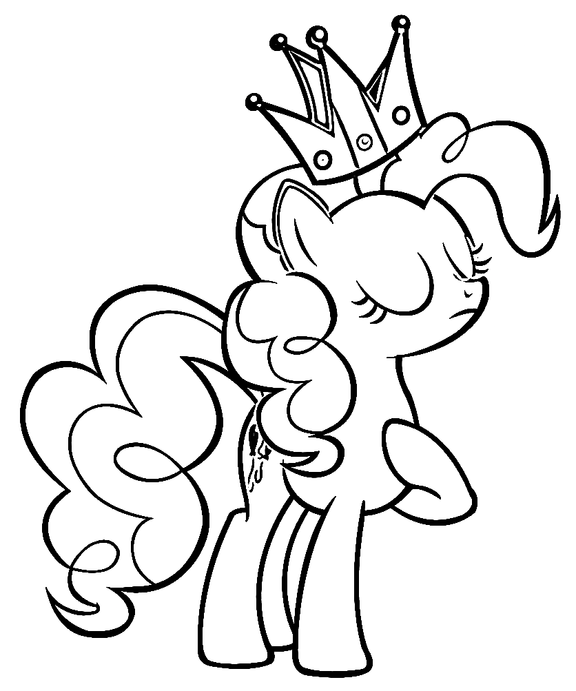 Pinkie Pie with Crown Coloring Page