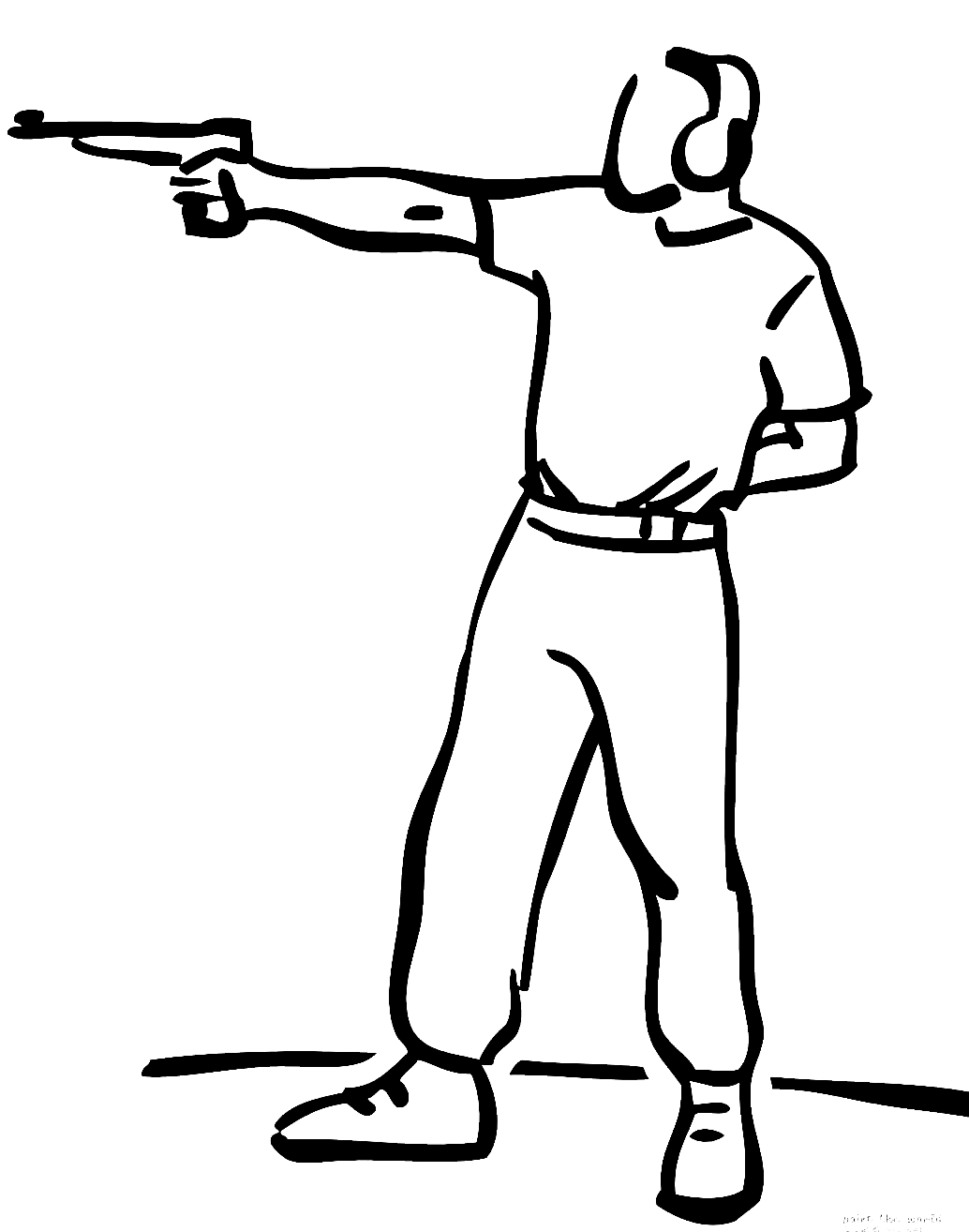 Pagina da colorare di tiro al bersaglio con pistola