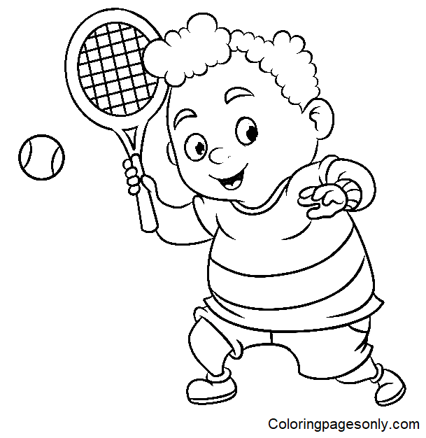 Página para colorir jogando tênis