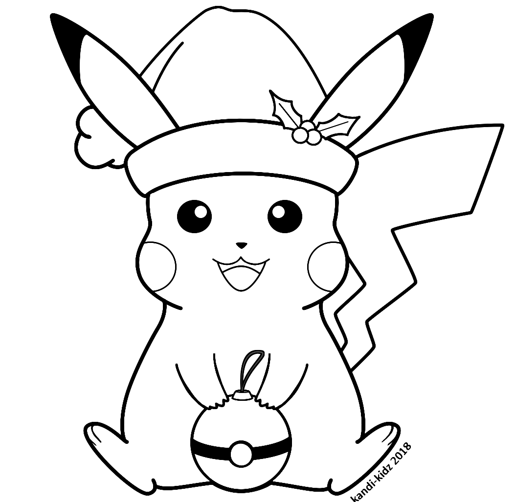 Desenho para colorir de Natal de Pikachu · Creative Fabrica