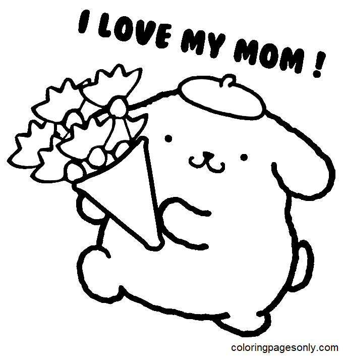 Pompompurin I Love My Mom Coloring Page