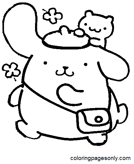 Pompompurin with Bag Coloring Pages