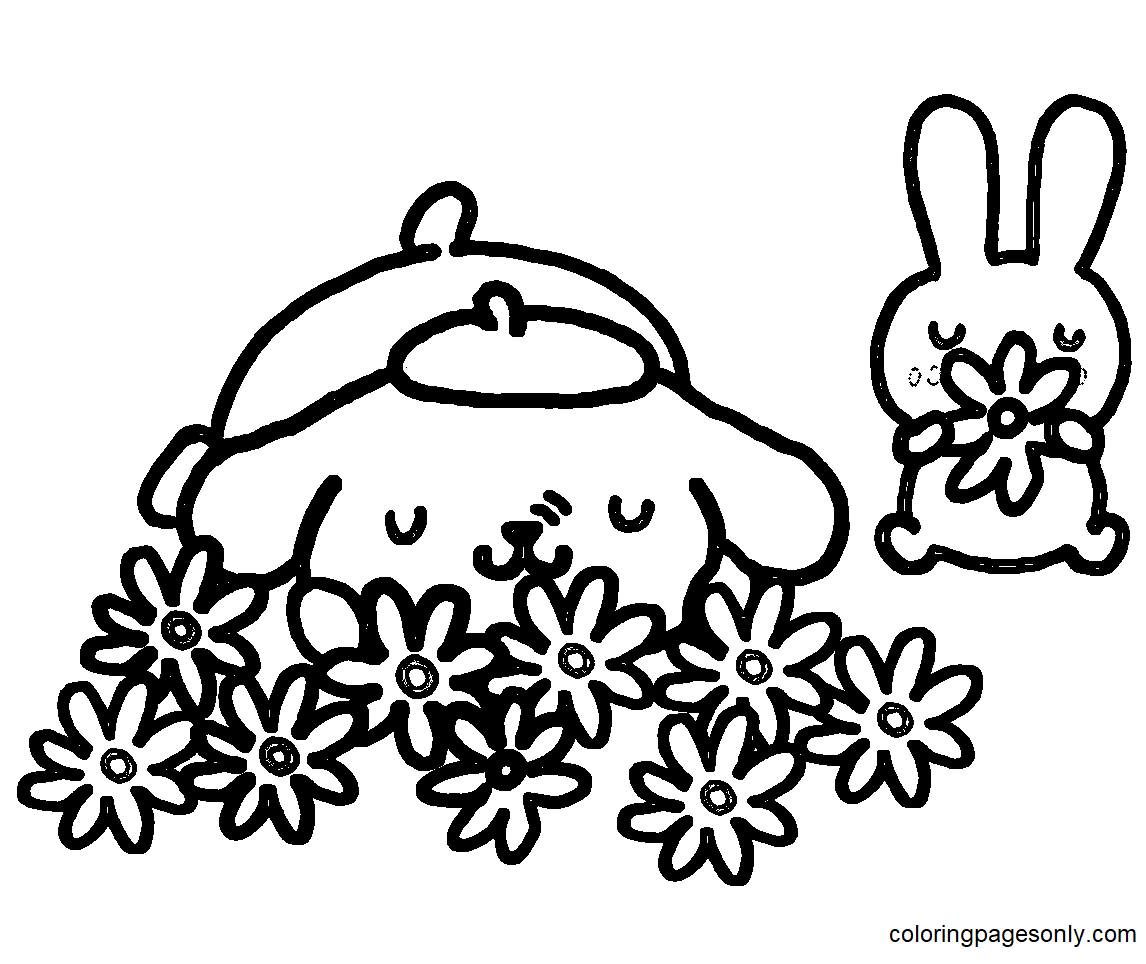 Pompompurin with Powder Coloring Page