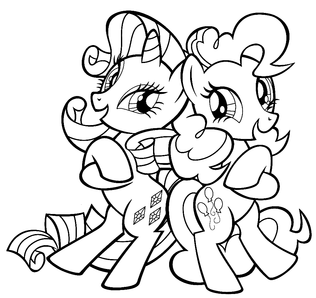 Pony Pinkie Pie and Rarity Coloring Pages
