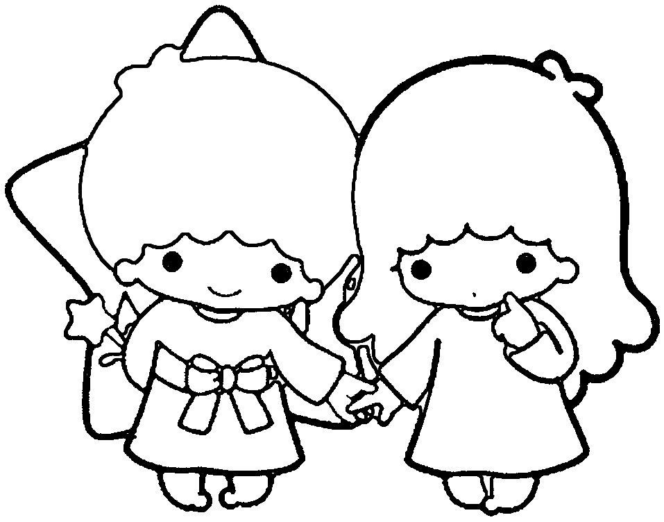 Pretty Little Twin Stars Coloring Page