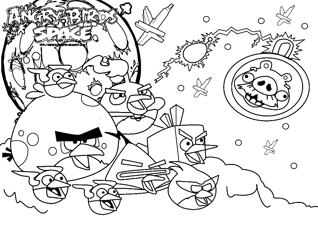 Imprimir página para colorir Angry Birds Space