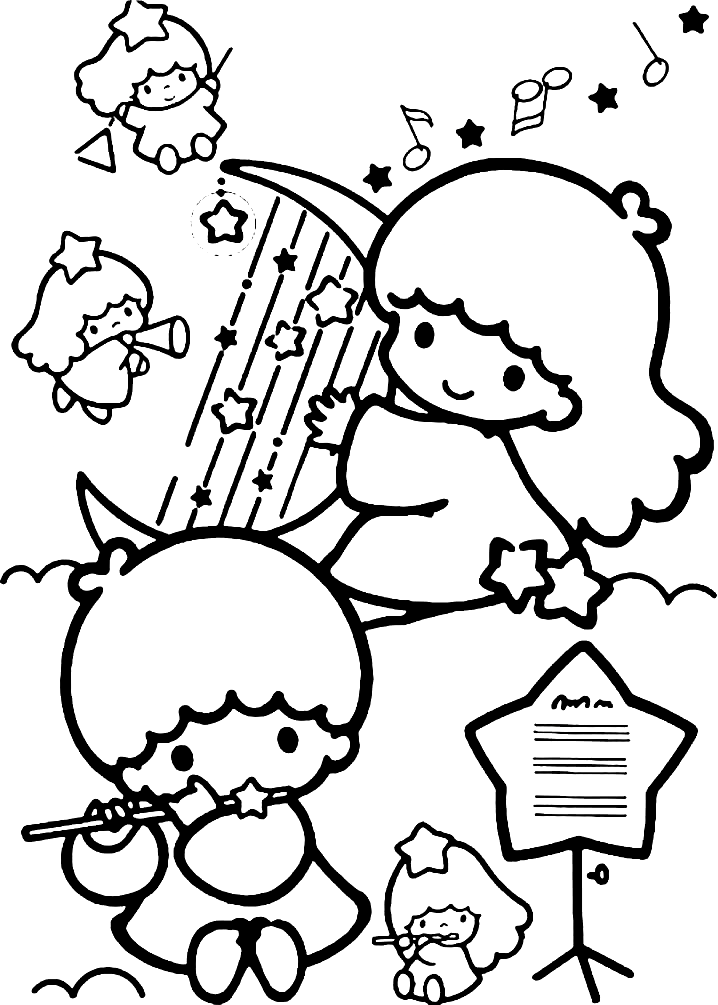 Print Little Twin Stars Coloring Page