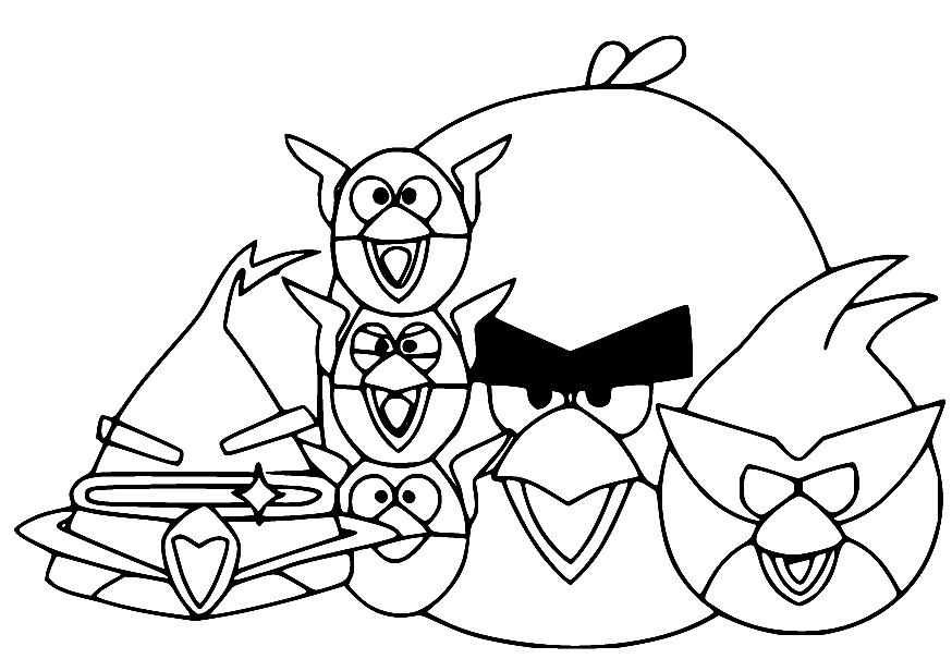 Página para colorir do espaço Angry Birds para imprimir