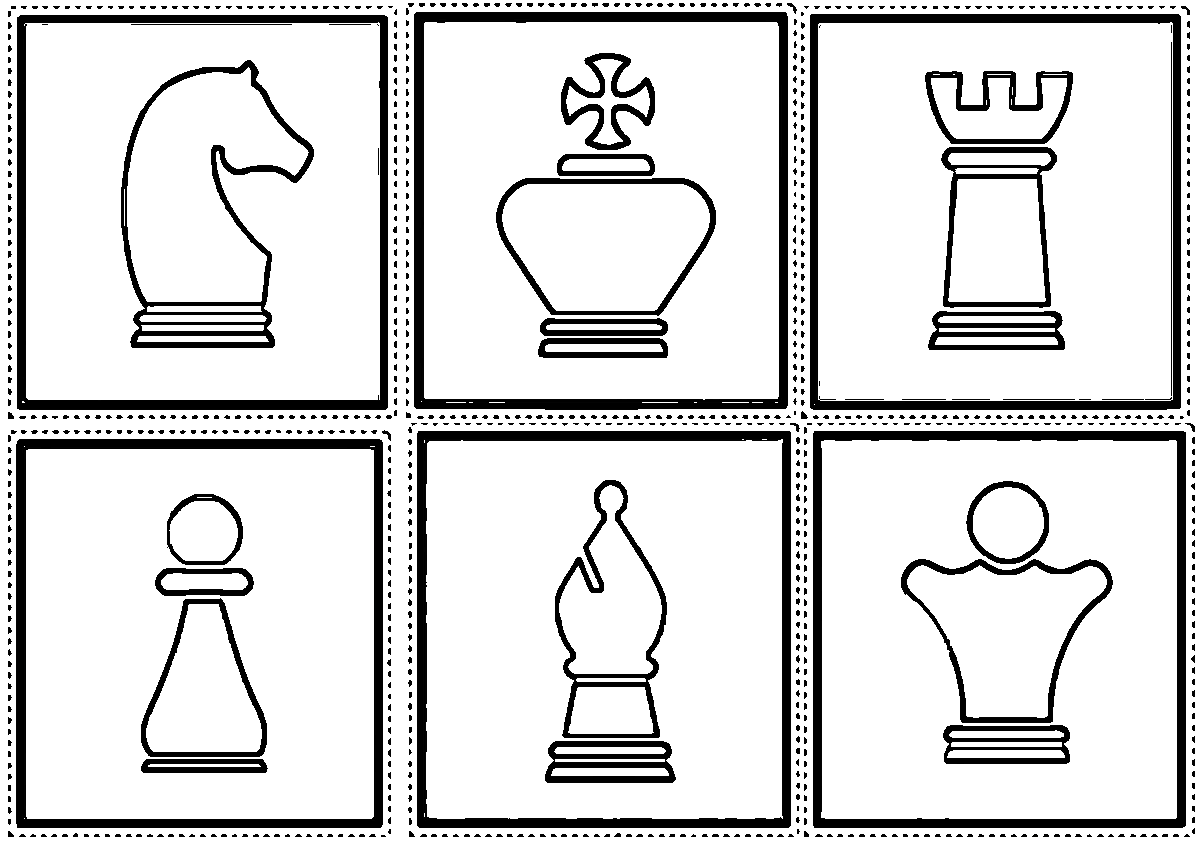Druckbare Schachfiguren-Blätter-Malseite
