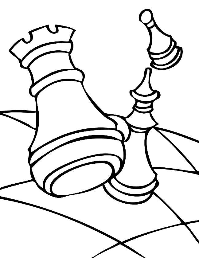 Página para colorir de peças de xadrez para imprimir