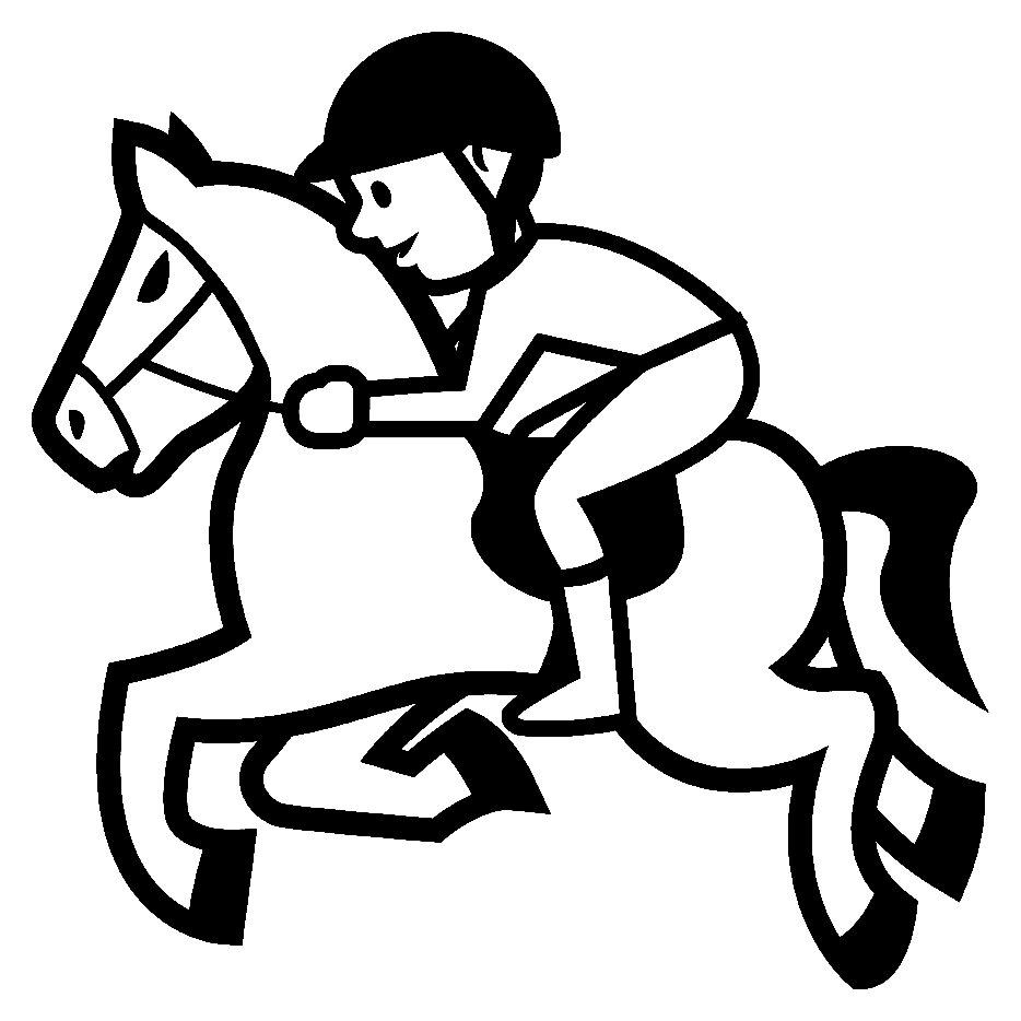 Página para colorir de esportes equestres para imprimir