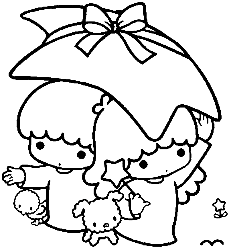 Printable Little Twin Stars Coloring Page