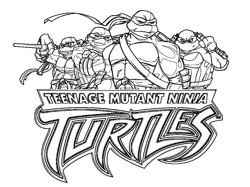 Pagina da colorare stampabile delle tartarughe ninja