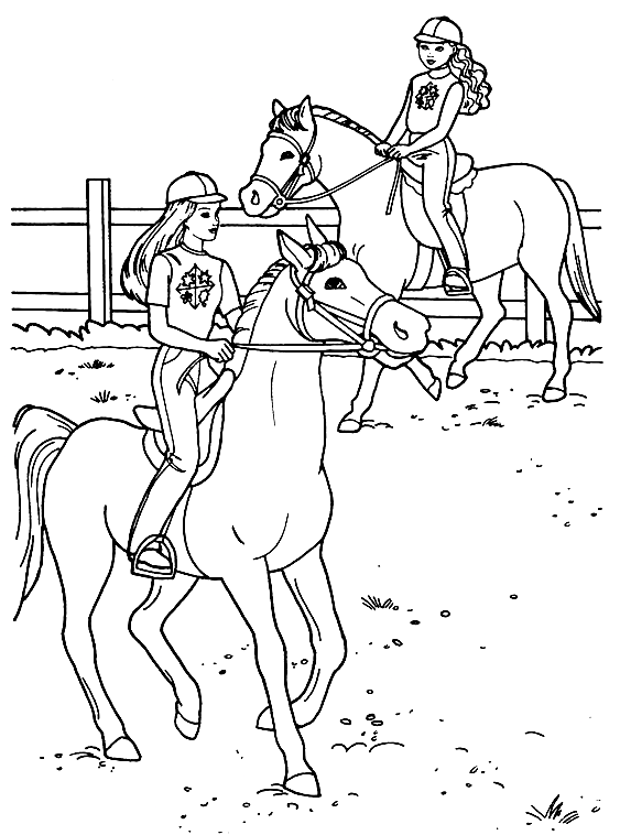 Página para colorir imprimível de corrida de cavalos esportiva