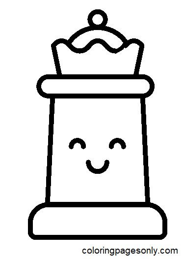 Queen Cute Chess Piece Coloring Page