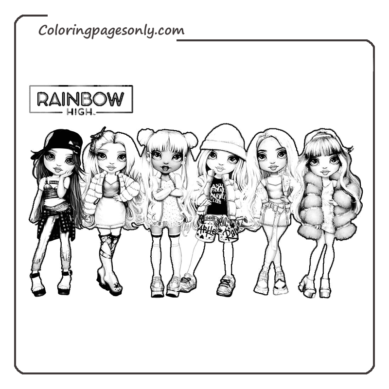 Kleurplaat Rainbow High