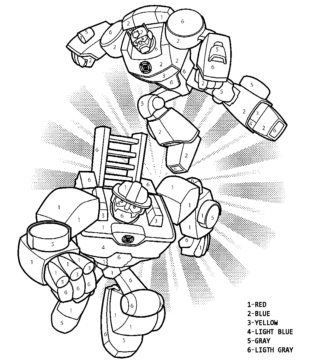 Rescue Bots Color by Number Coloring Page
