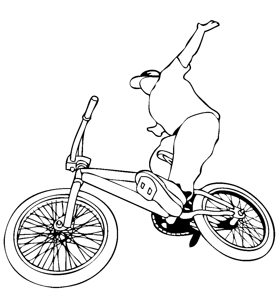 Kleurplaat BMX-fiets rijden