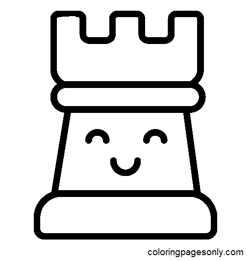 Rook Cute Chess Piece Coloring Page