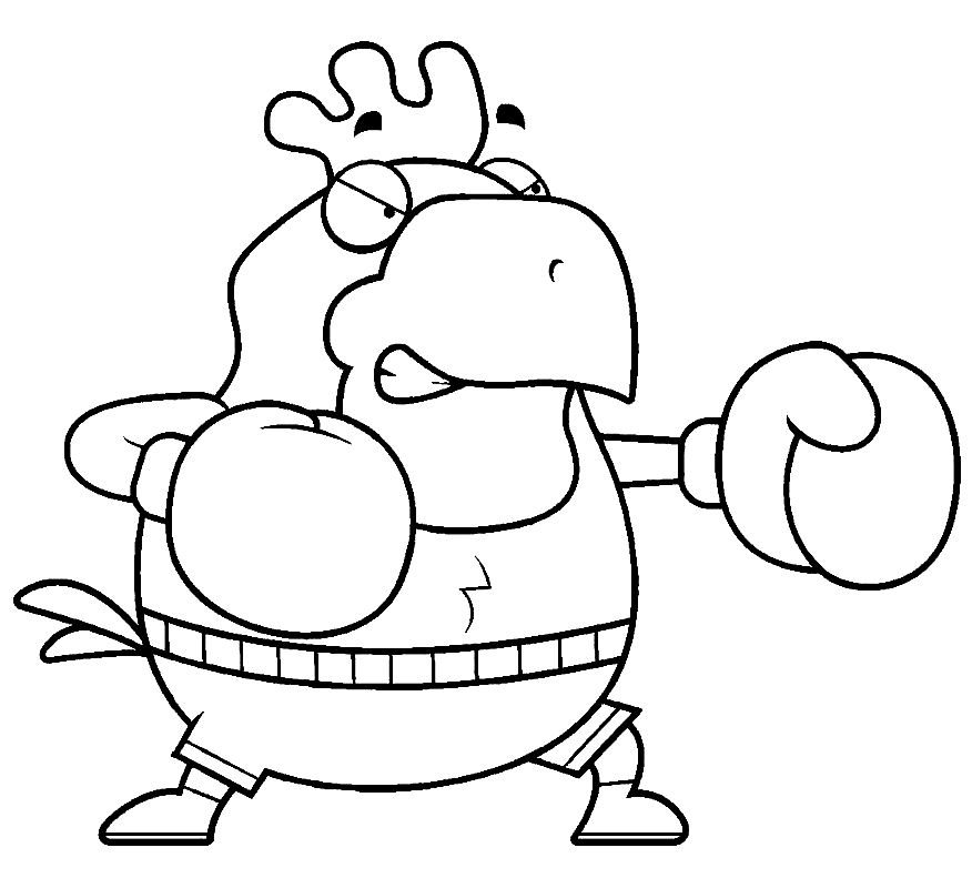 Rooster Boxing Coloring Pages