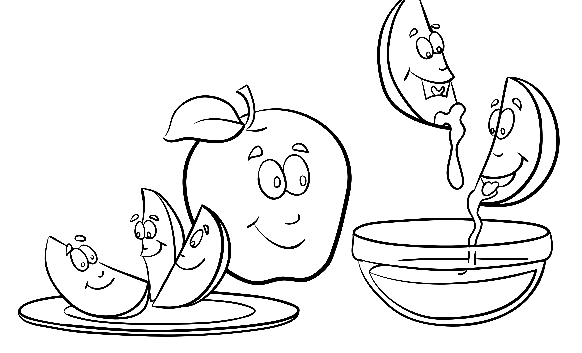 Rosh Hashanah Apples with Honey Coloring Page