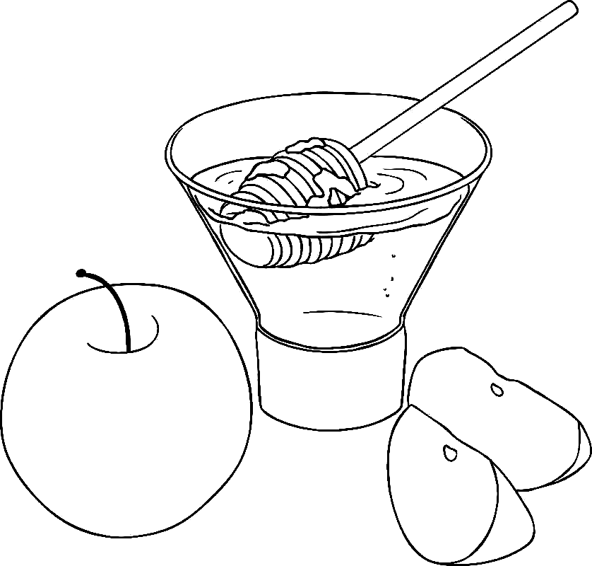 Rosh Hashanah Honey with Apples Coloring Page